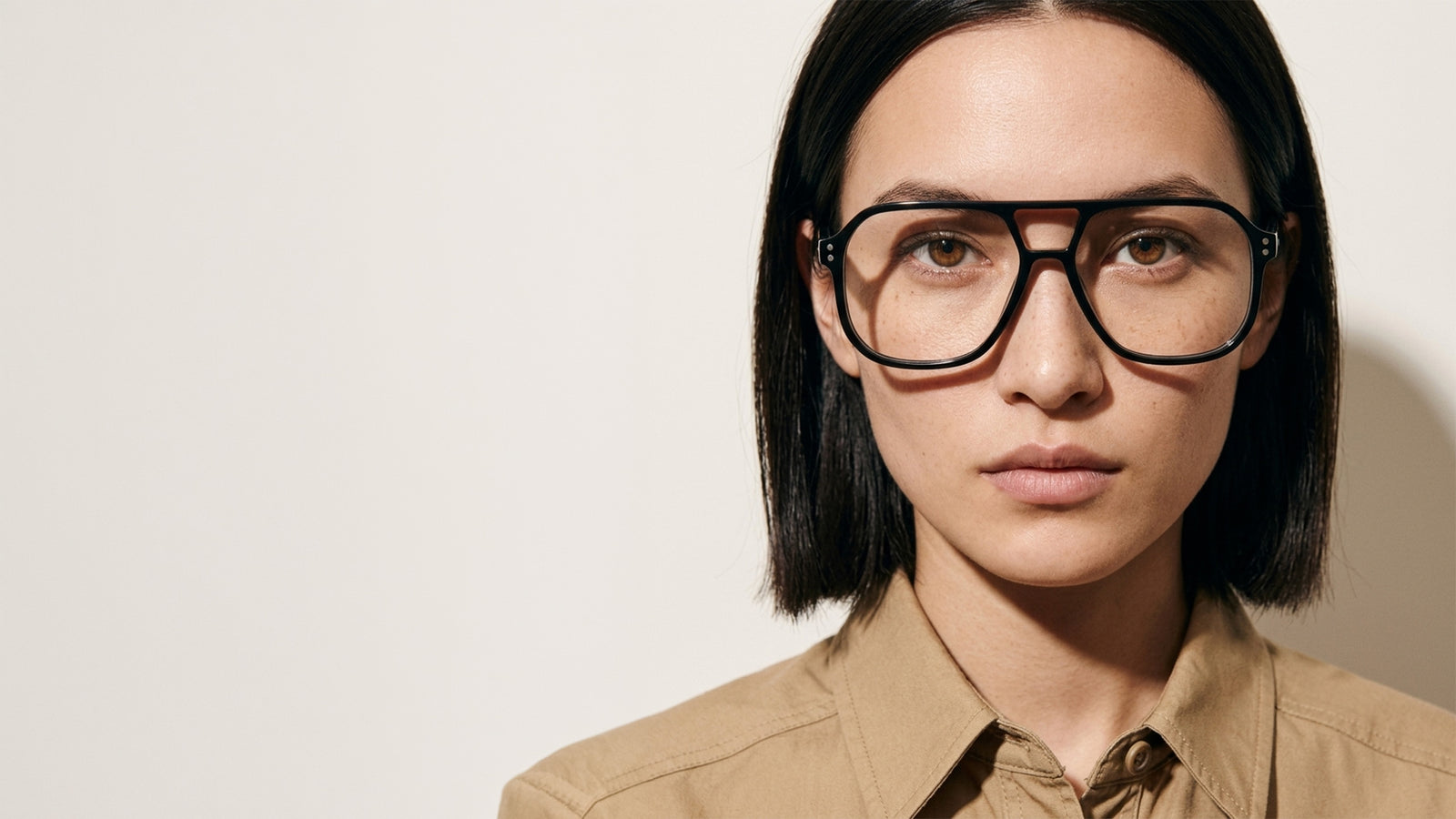 LUX aviator reading glasses worn by a model