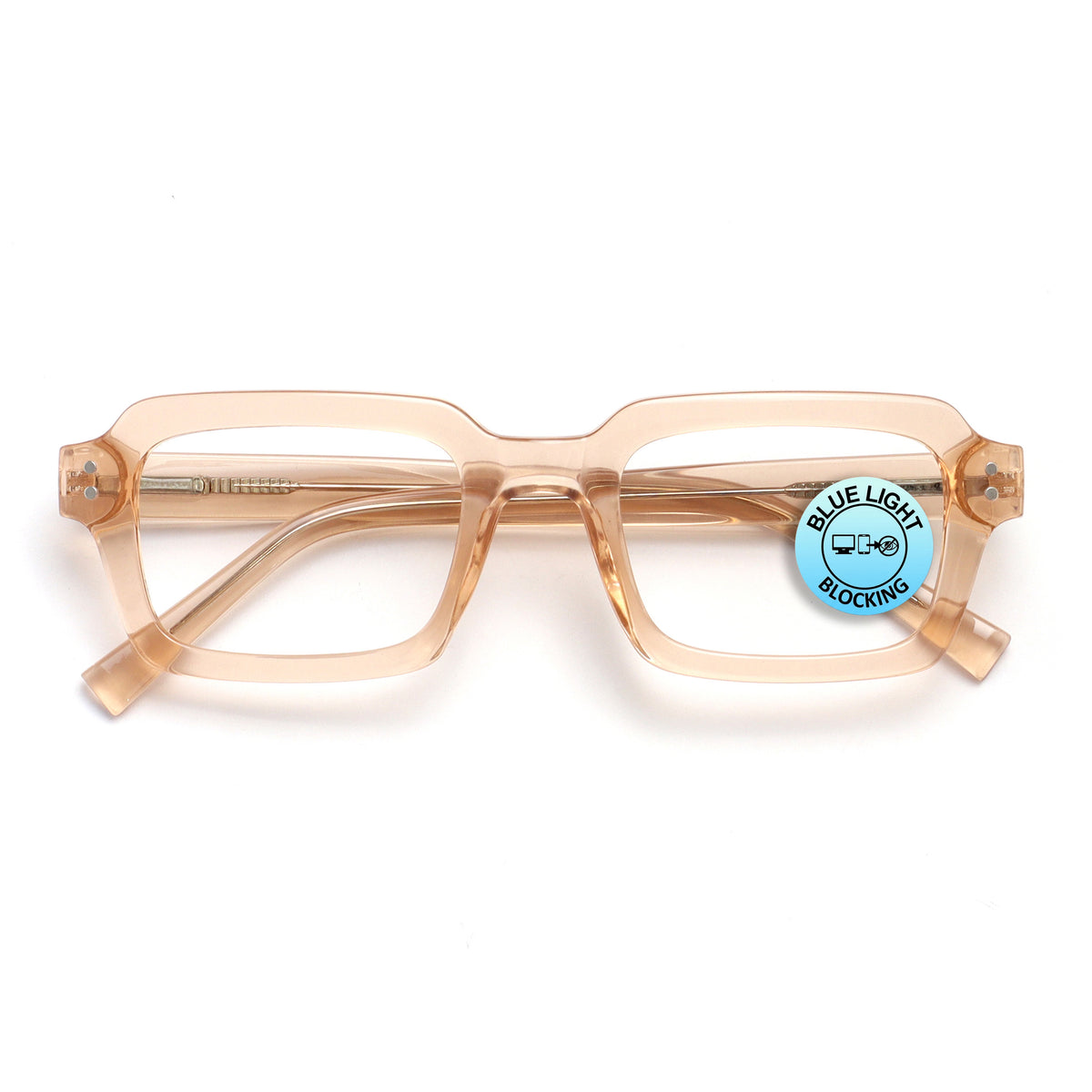 EDG zero strength blue light glasses in pink