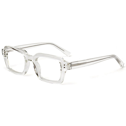 EDG zero strength blue light glasses in clear, side view