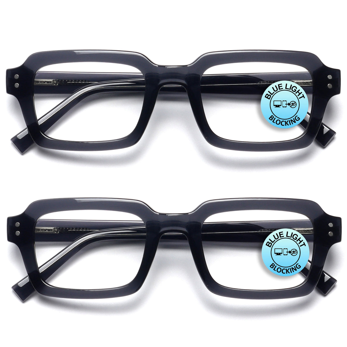 EDG zero strength blue light glasses 2-pack in black