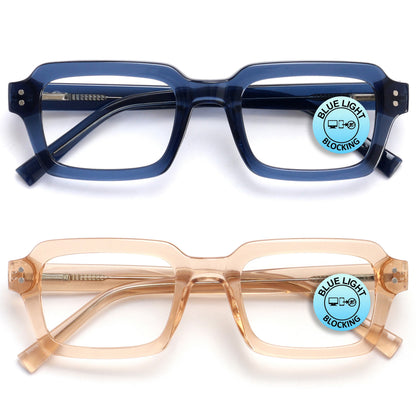 EDG zero strength blue light glasses 2-pack in blue and pink